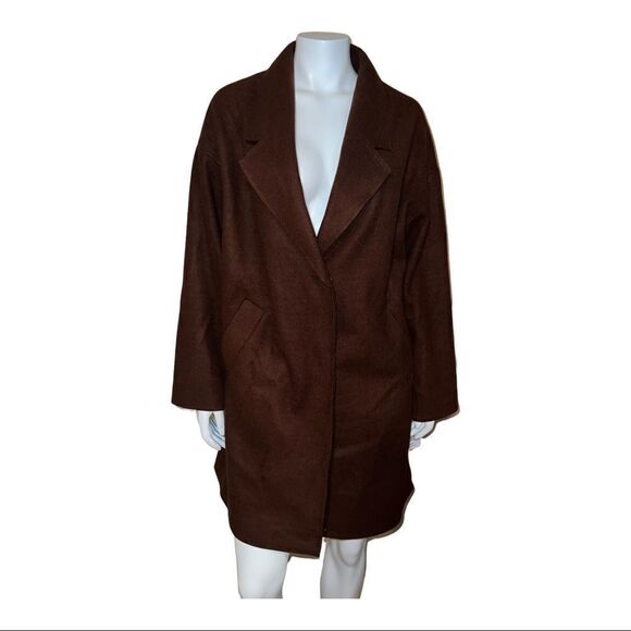 Nine West Women's Rust Brown Relaxed Fit Wool-Blend Coat Large NWT - Picture 2 of 9